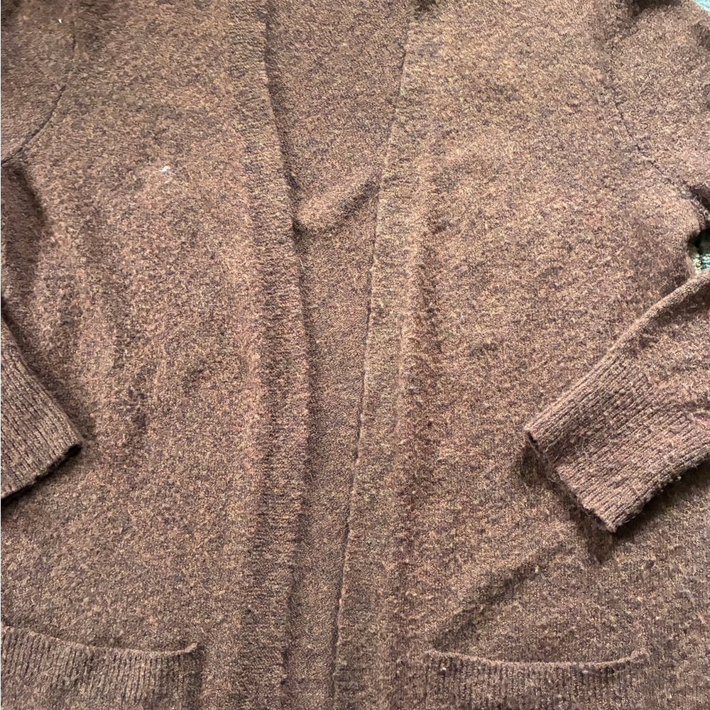 Madewell Ryder Cardigan Chestnut Brown Merino Alpaca Blend Open Front Pockets - Picture 5 of 5